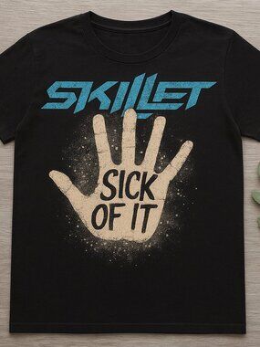 Black Rock Tour Graphic Tee Bold Handprint Splatter Band Style Shirt
